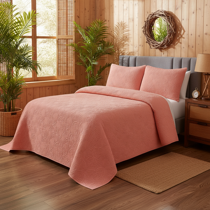 Colcha elegante con diseño bordado.